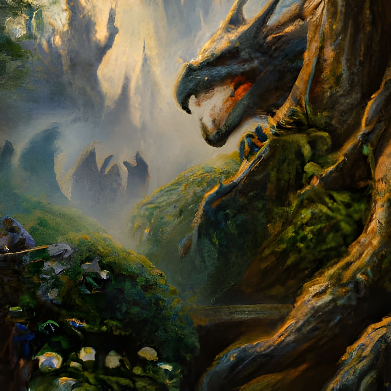 Ethereal Dragon in a Sinister Landscape