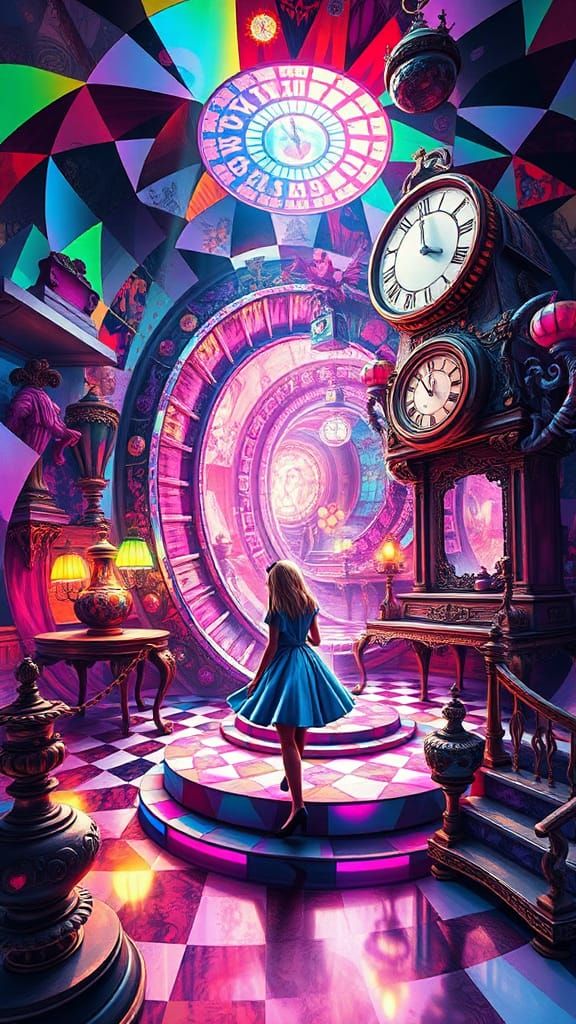 Alice in Wonderland,  her curiosity ignited, stepped through...