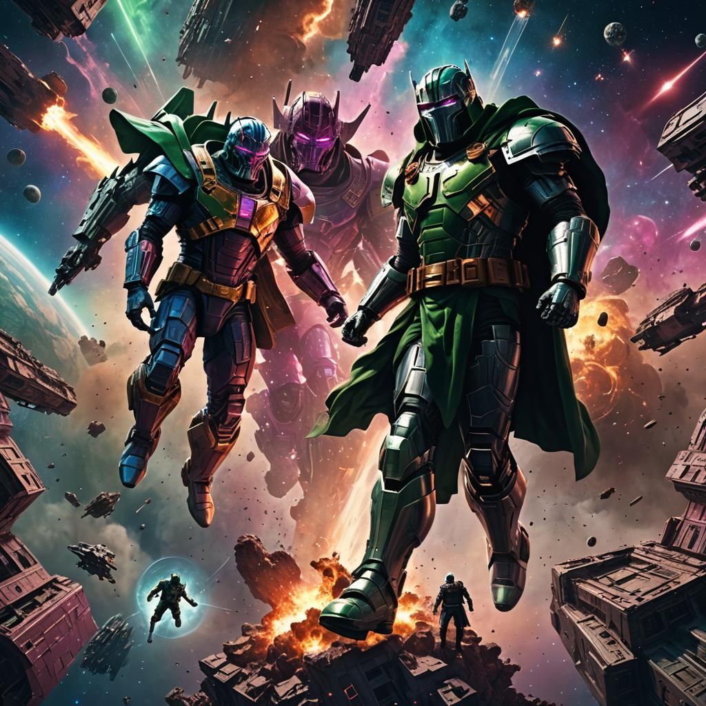 Galactus and Doctor Doom in Space: Digital Painting