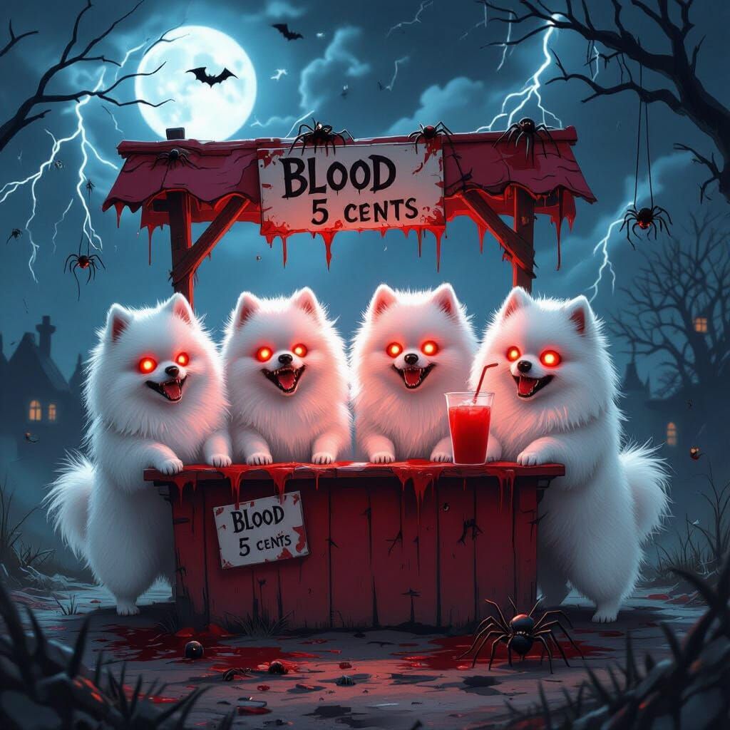 Gothic Zombie Pomeranians Sell Slime Lemonade