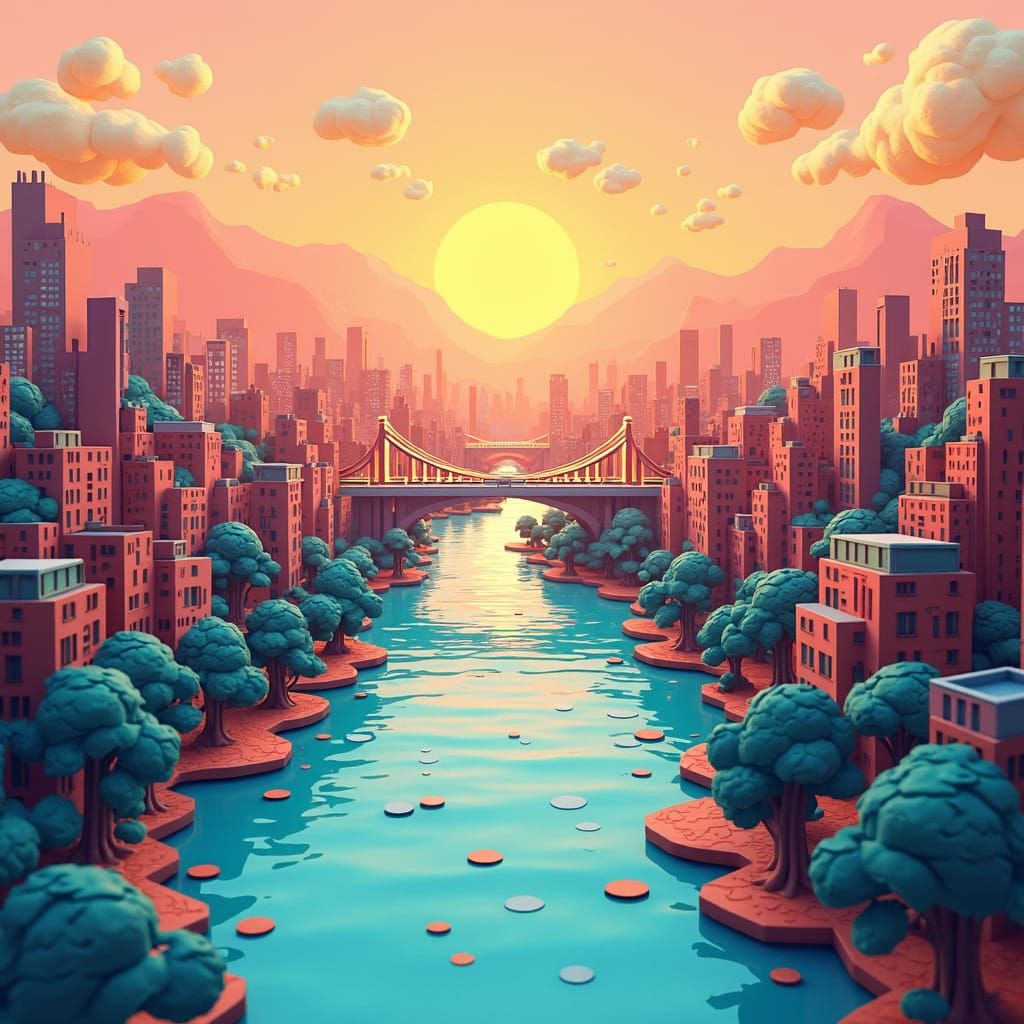 Mashup of Papercraft and Glitch Art: