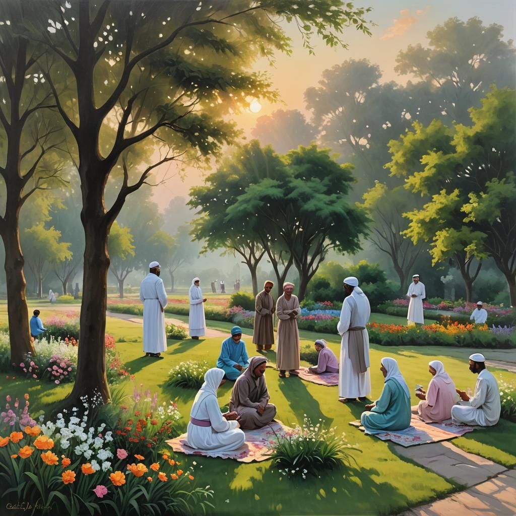 Eid Morning Serenity in Oil Painting