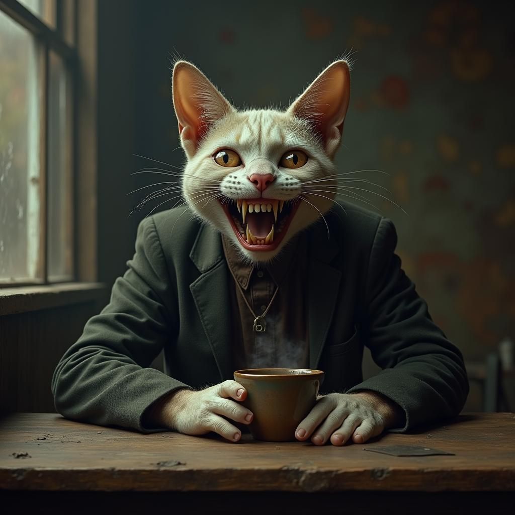 Unsettling Cat Family in Wasteland Apocalypse