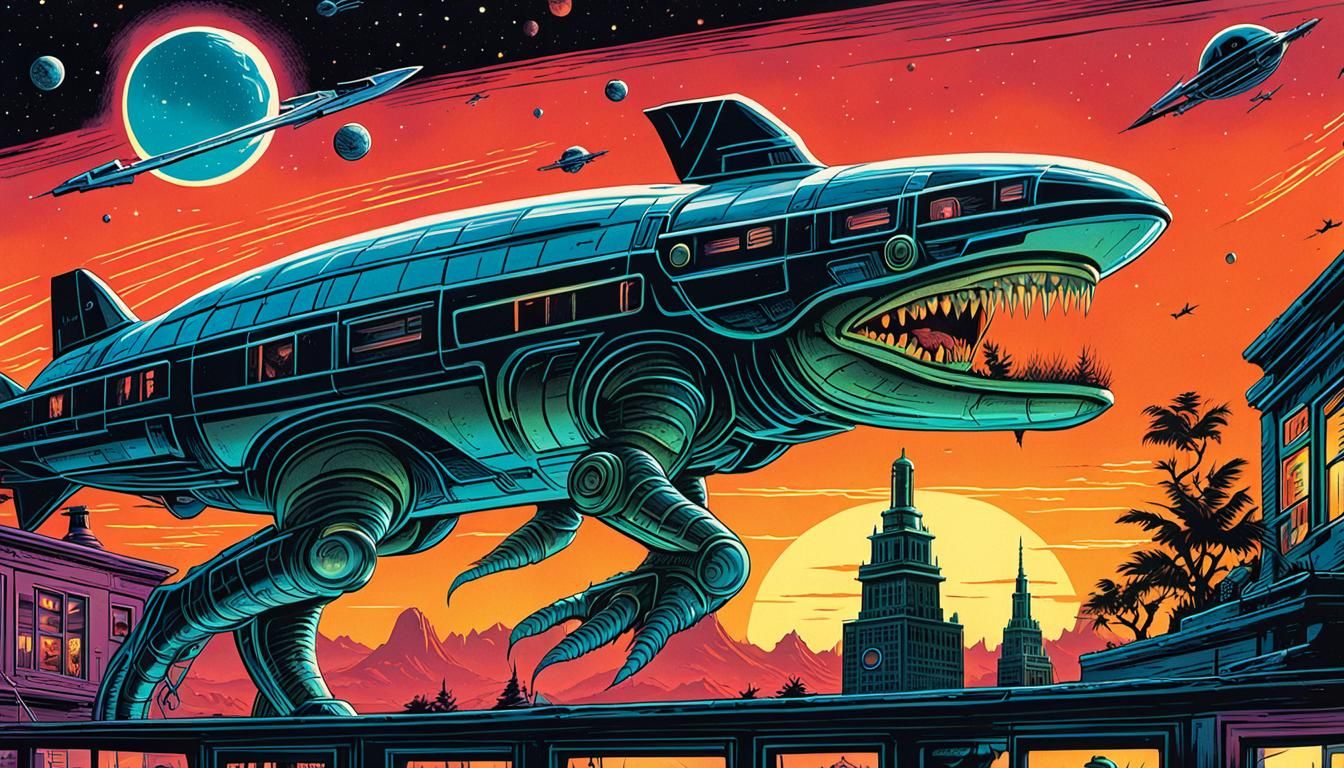 Vintage Sci-Fi Comic Book Art in Retro Style