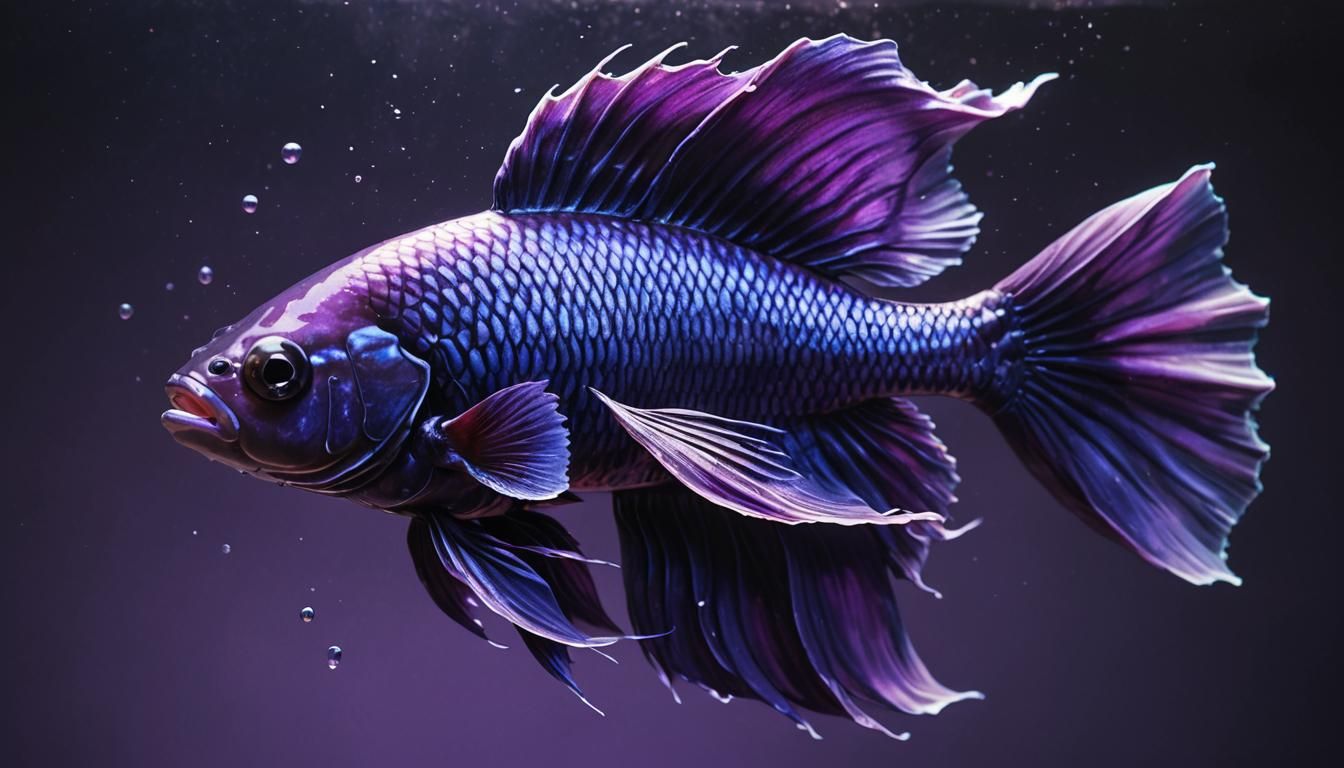 Gorgeous Dark Purple Beta Fish in Splash Art