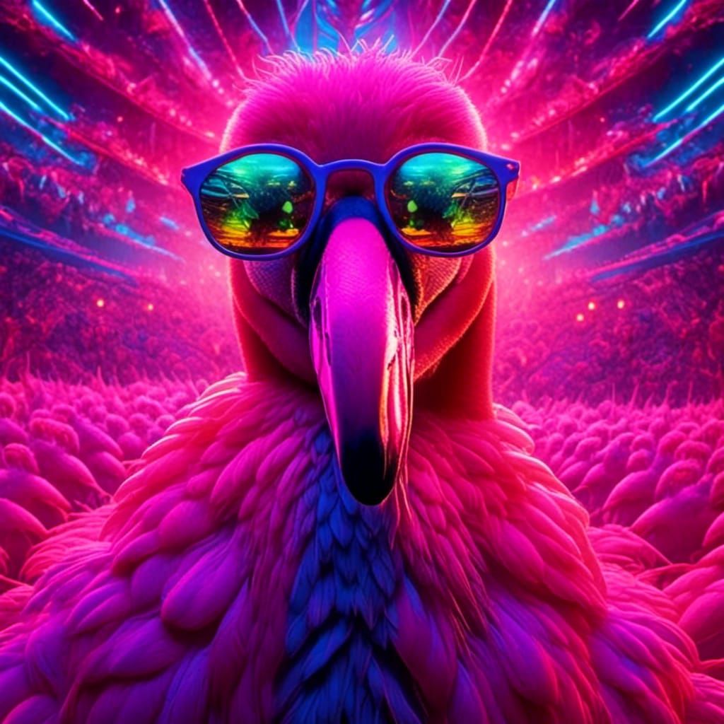 Flamingo DJ at an Epic Neon Rave Party