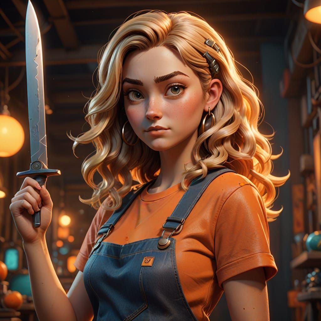 Pixar-Inspired Young Heroine in Stylized 3D Digital Art