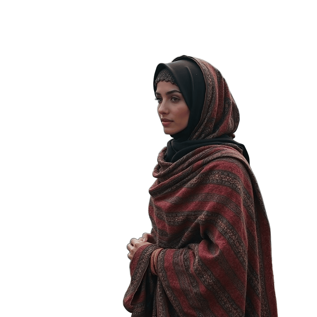 Woman with Niqab on Mountain Peak