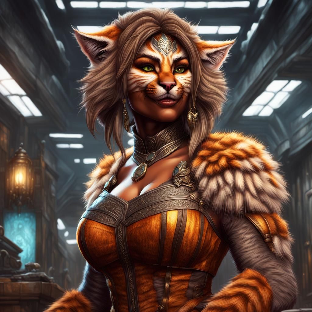 Kind Khajiit Woman in Cel Shaded Comic Art