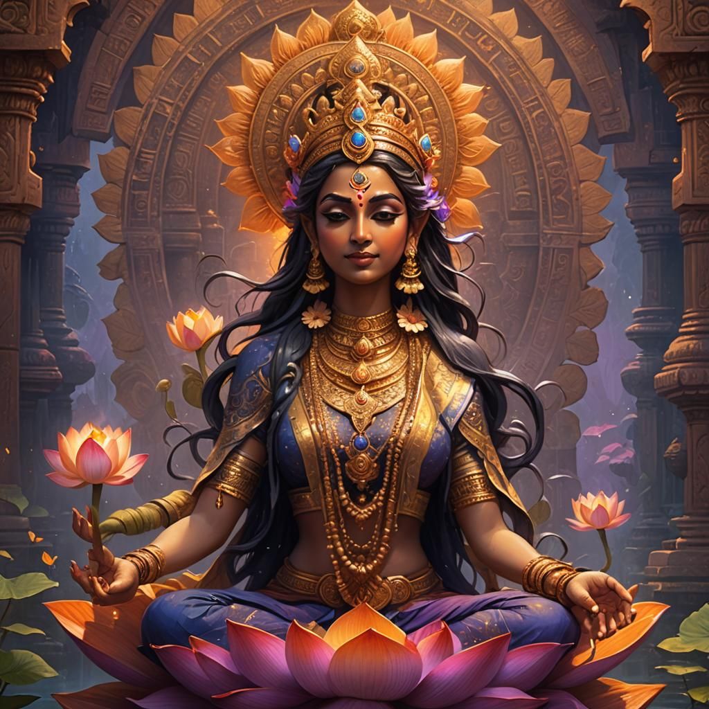 Lakshmi: Goddess of Prosperity in Ancient Temple