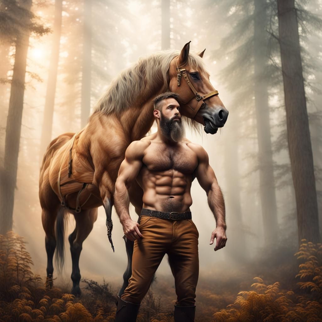 Majestic Centaur in Misty Forest: Digital Art