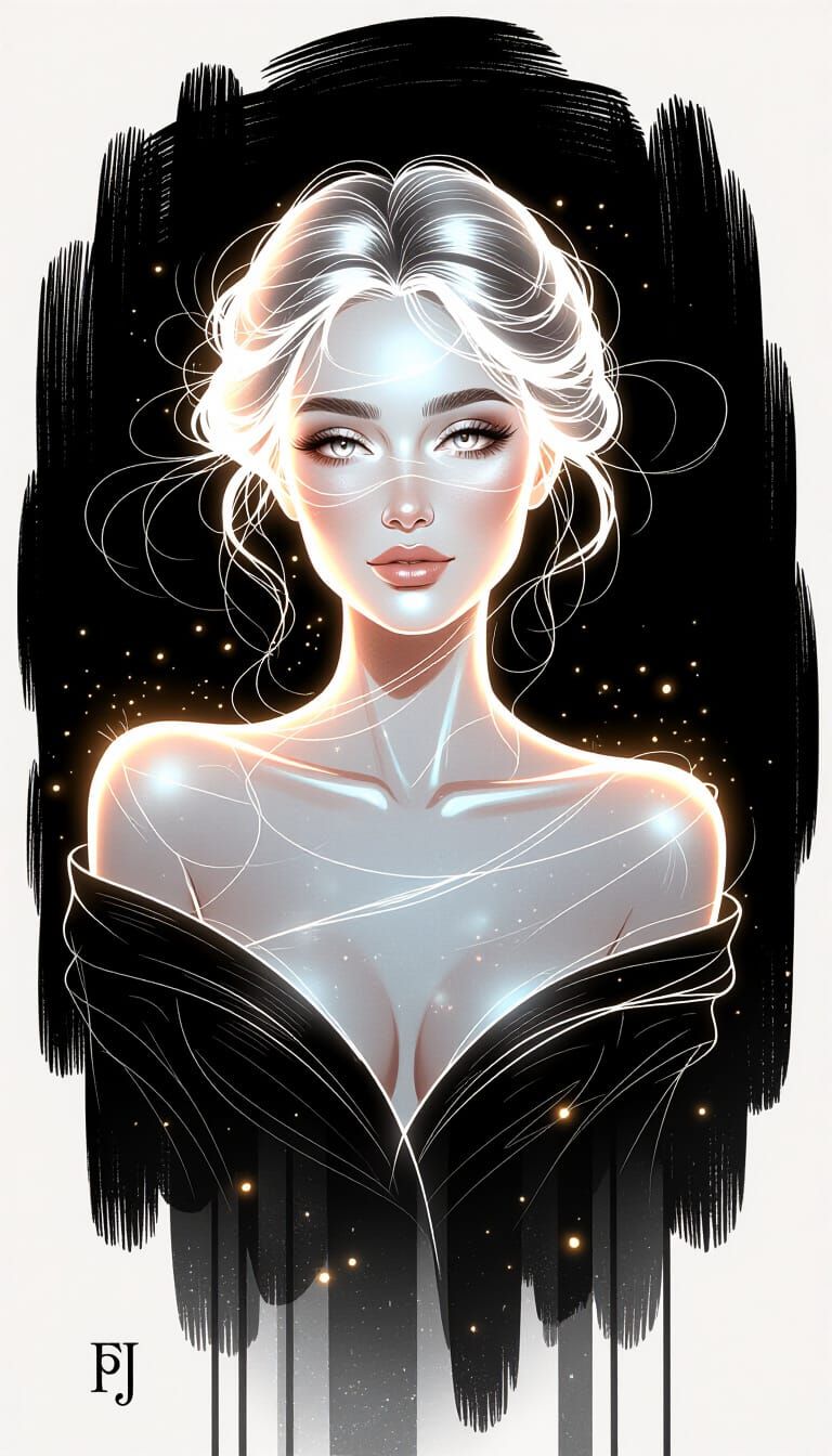 Luminous Pencil Sketch of a Beautiful Woman