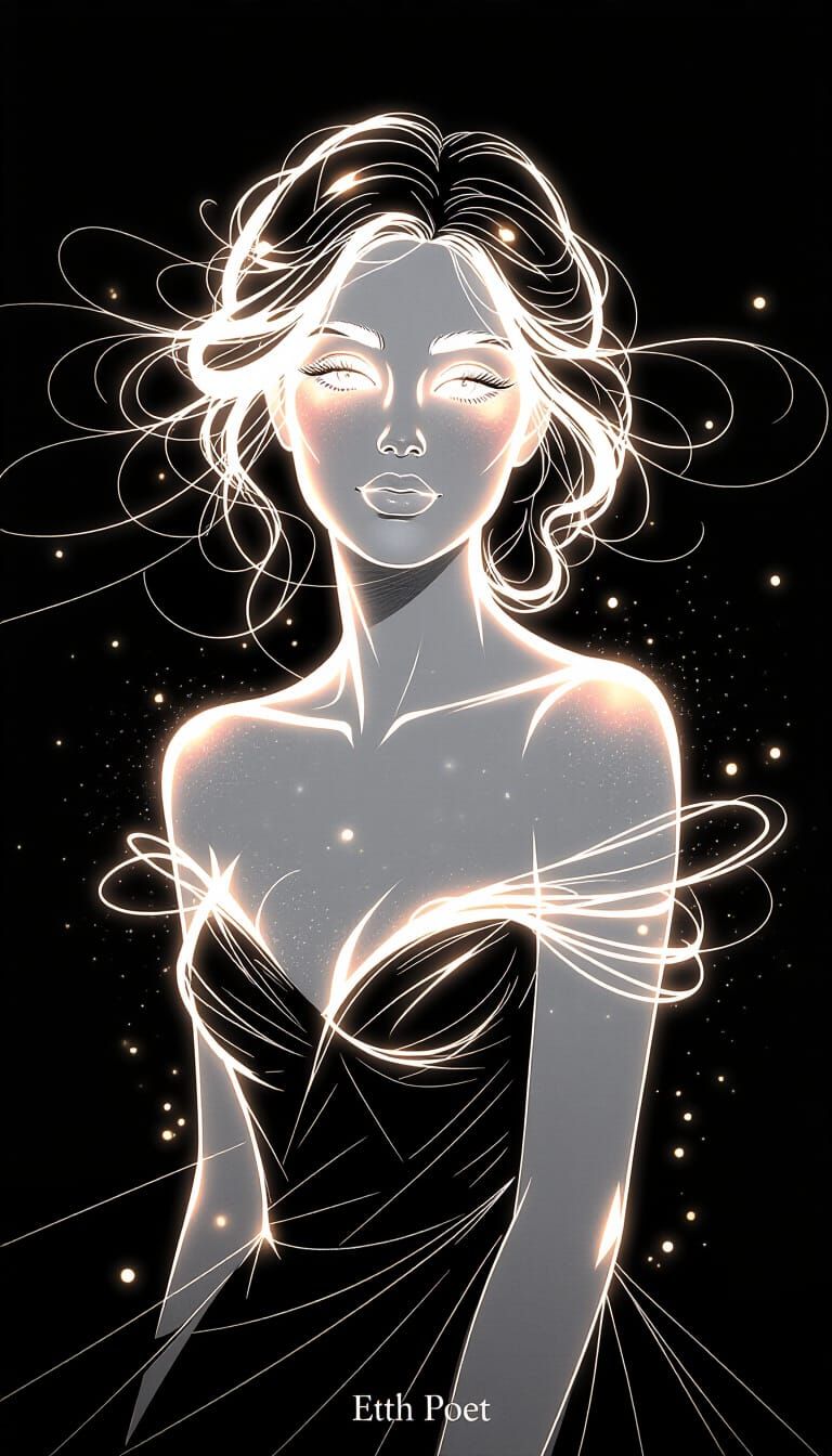 Luminous Pencil Sketch of a Beautiful Woman