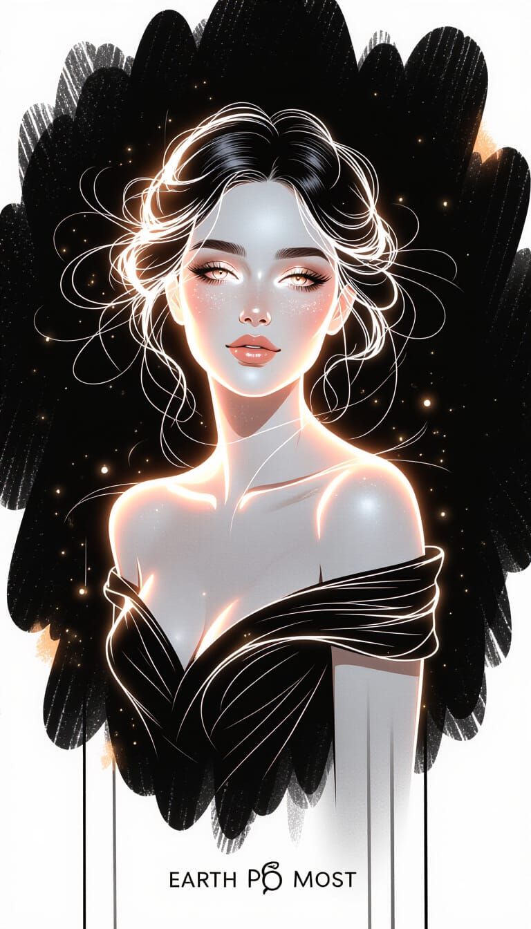 Luminous Pencil Sketch of a Beautiful Woman