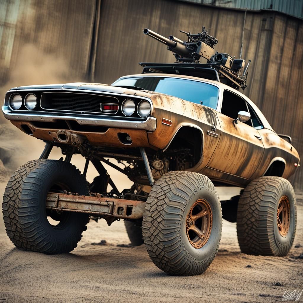 Post-Apocalyptic 1969 Dodge Challenger Digital Illustration