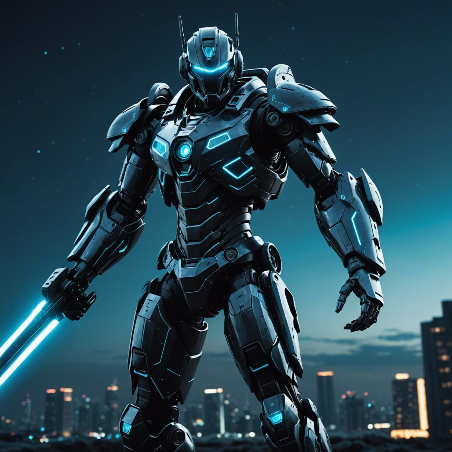 Futuristic Apollo Robot Knight in Dark Fantasy Style