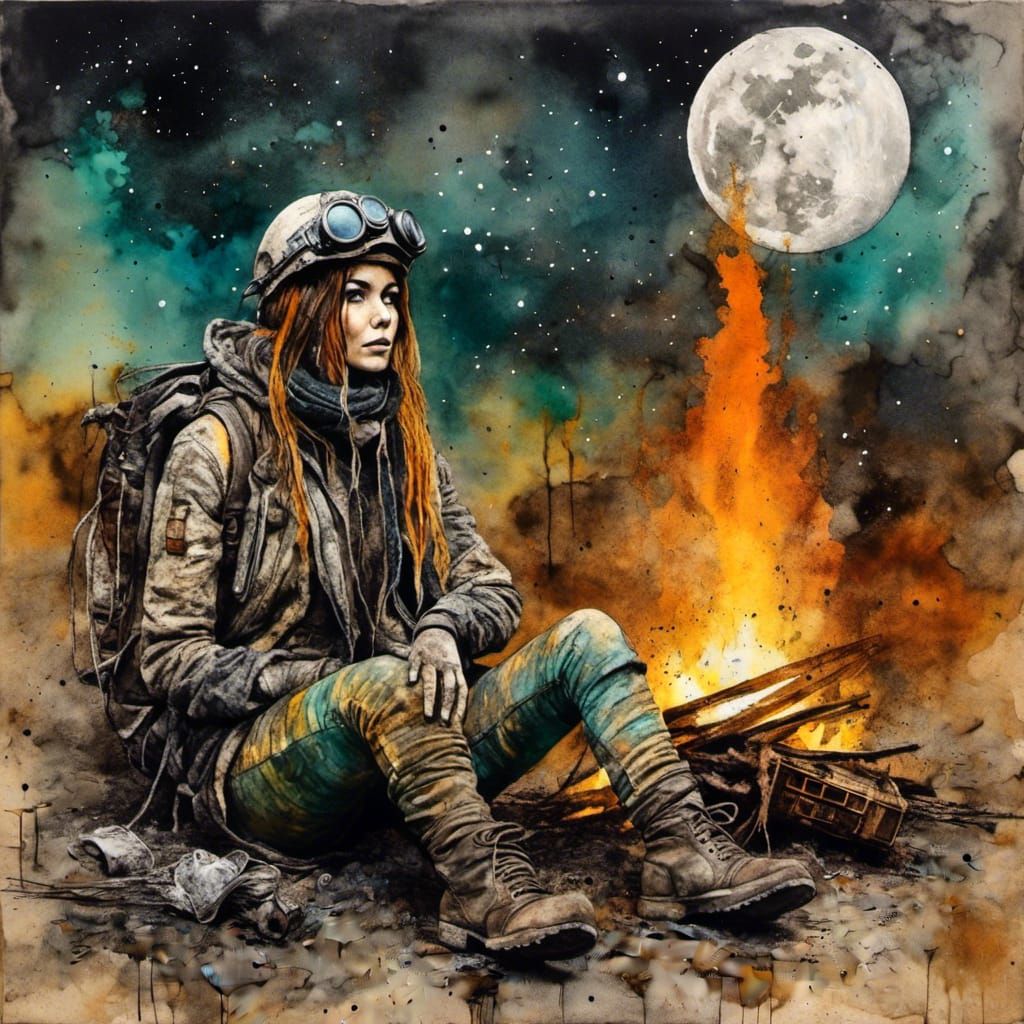 Post-Apocalyptic Adventurer Portrait in Retrofuturistic Styl...