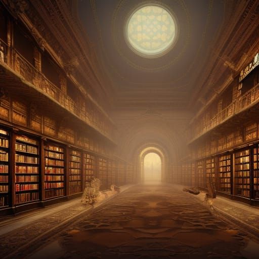 Epic Winter Library Interior: Digital Matte Painting