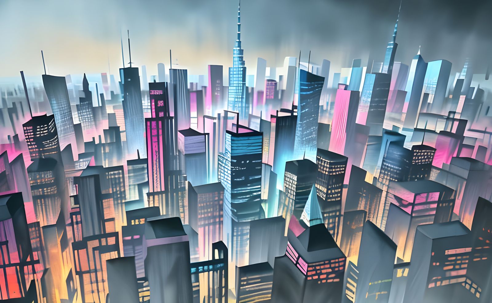 Abstract Cityscape in Rothko Inspired Colorfield Painting