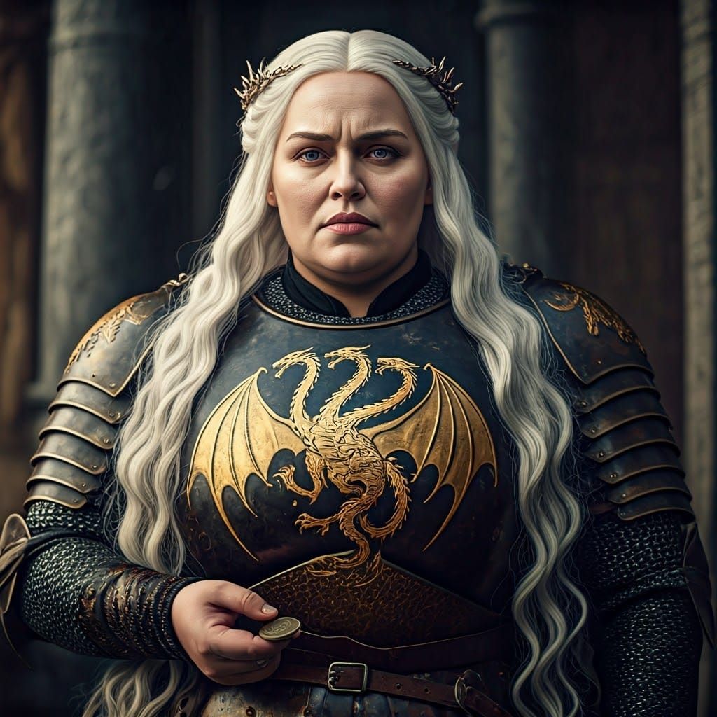 Medieval Queen in Opulent Black and Yellow Armor