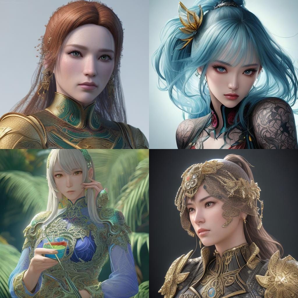 Beautiful Woman in Bikini: Hyperrealistic 3D Anime Art