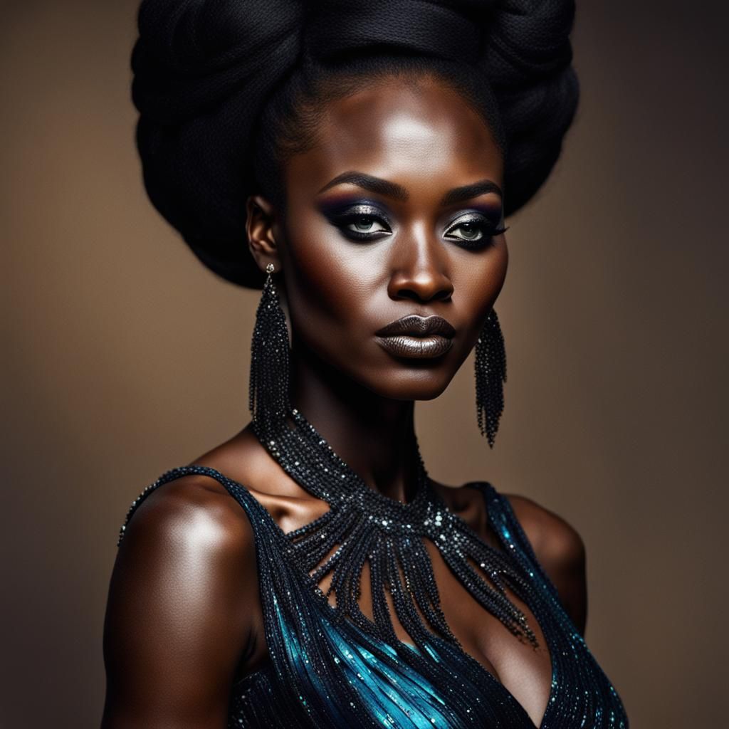 African Woman in Crow Gown