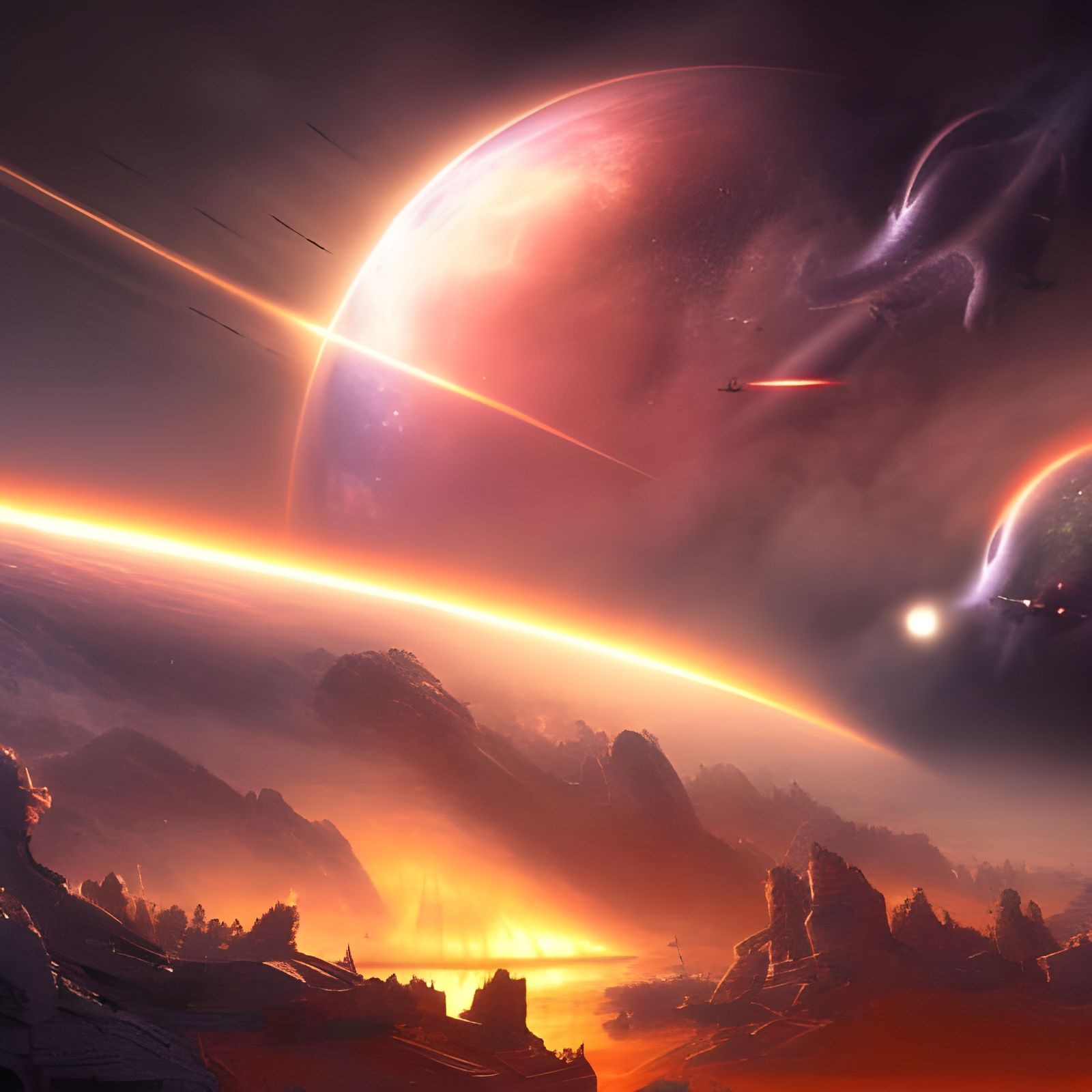 Epic Space Battle Digital Matte Painting