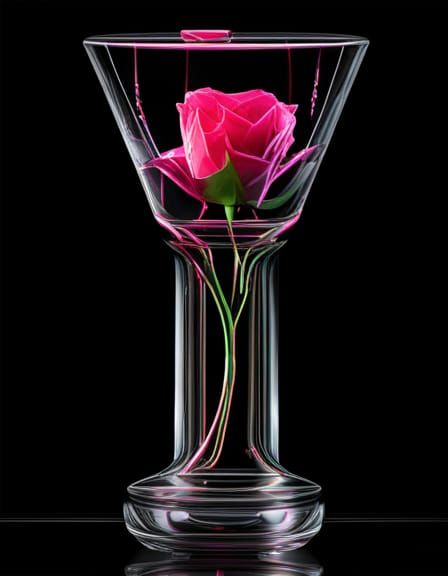 Pink Rose with Neon Glow Art