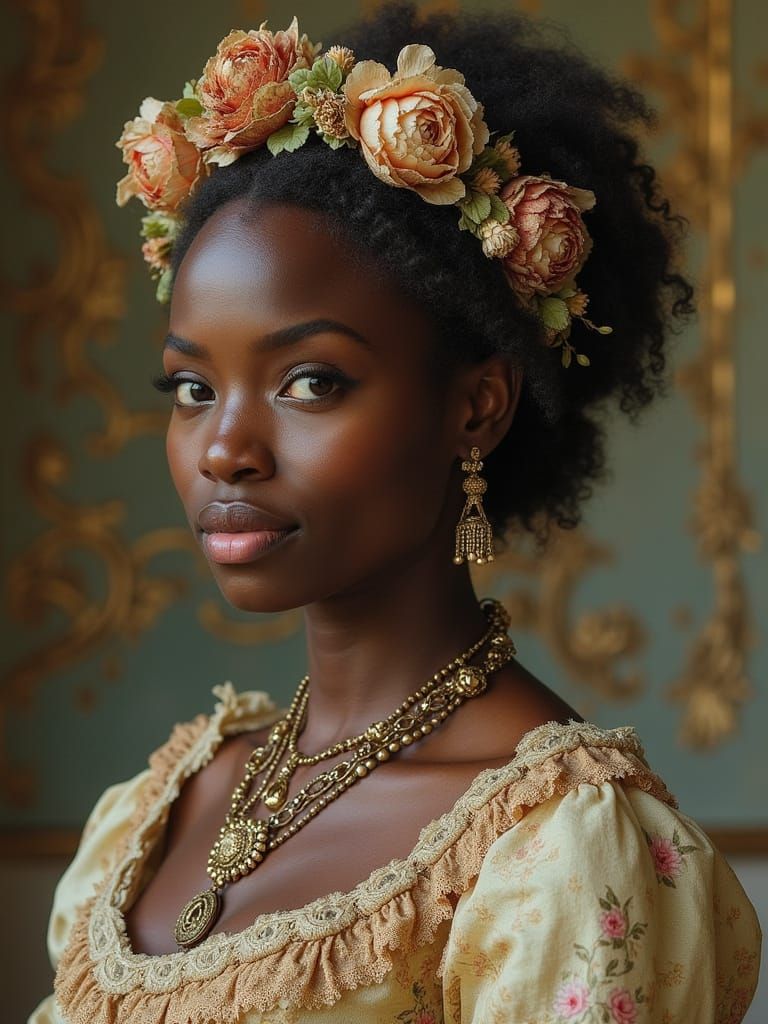 Ethereal Rococo Portrait of 1800s German African Woman