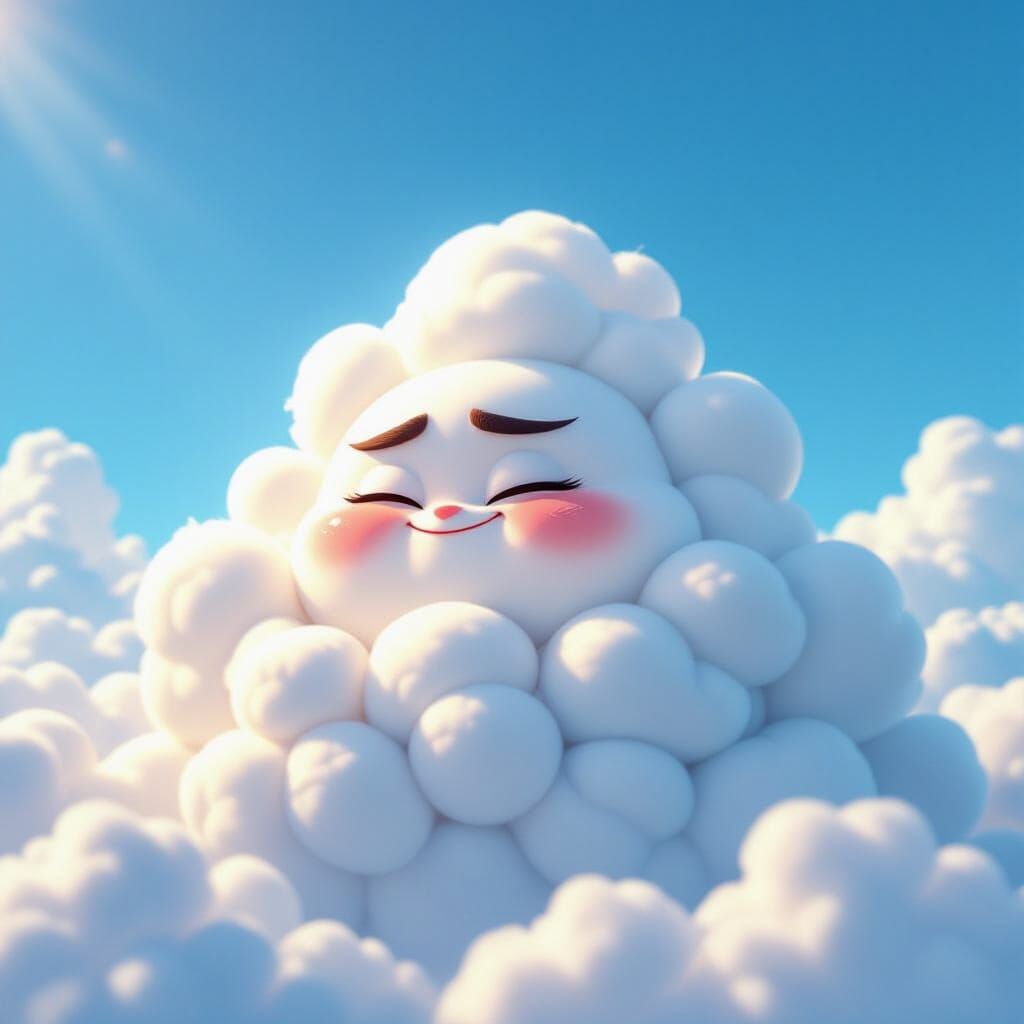 Smug Cloud in a Vibrant CGI Cartoon Style