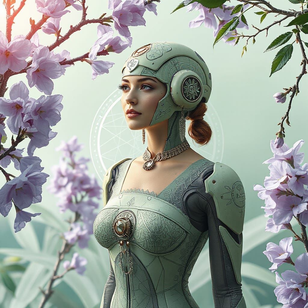 Cyborg Vernal Equinox with Sacred Geometry