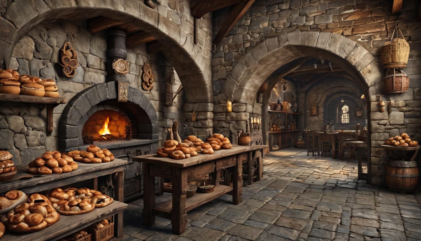 Medieval Bakery in Hyper-Realistic 3D Game Art