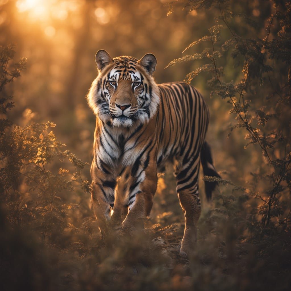 Hyper-Realistic Wildlife Photography in Golden Hour Glow