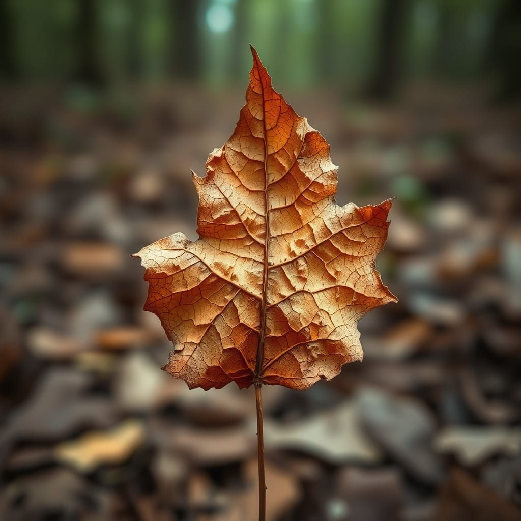 Detailed Macro Photo of Decaying Autumn Leaf