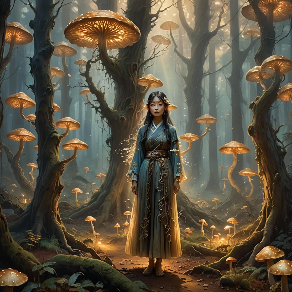 Ethereal Kayako Saeki in Misty Forest