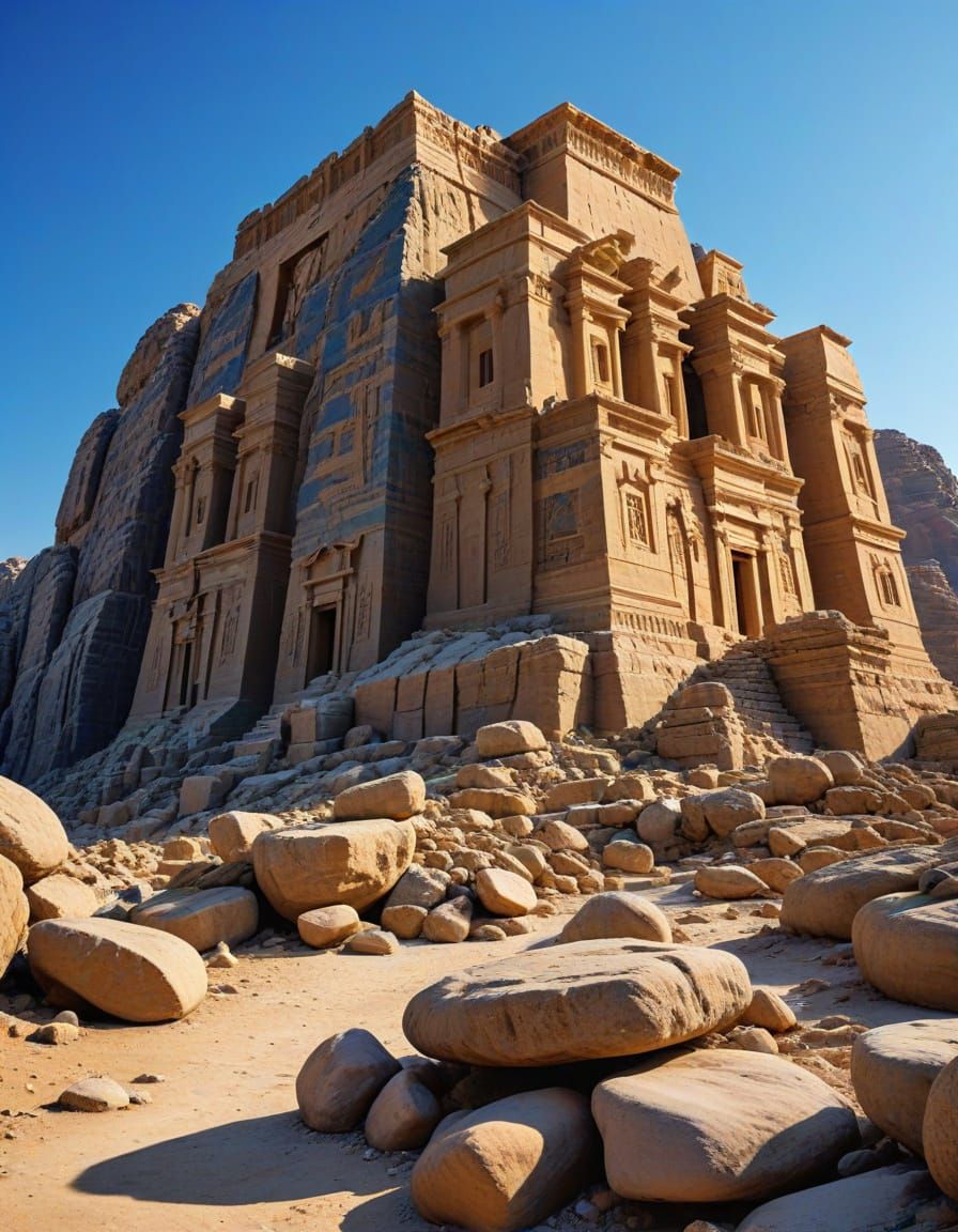 Egyptian Temple on Mount Athos-Inspired Rock Formation