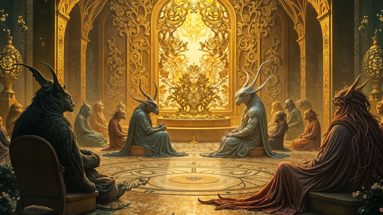 Fantastical Creatures in Grand Art Nouveau Council Chamber