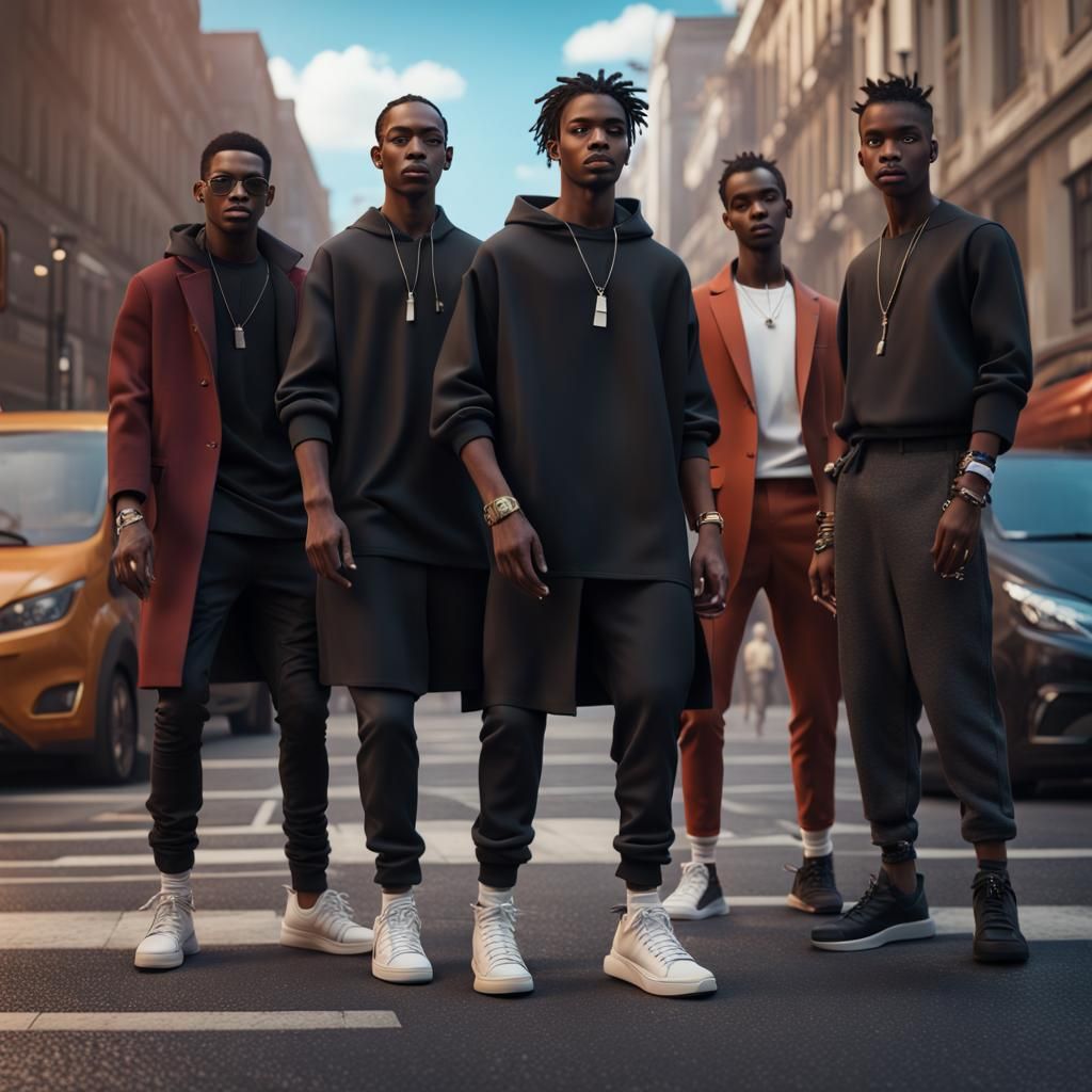 Men's Street Fashion in Detailed Matte Painting