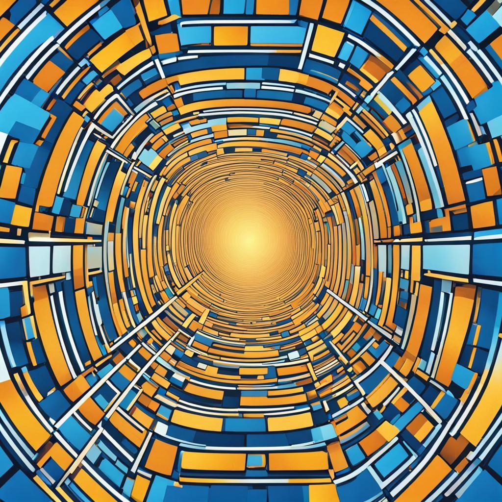 Geometric Bauhaus Abstract with Blue Light in 8K