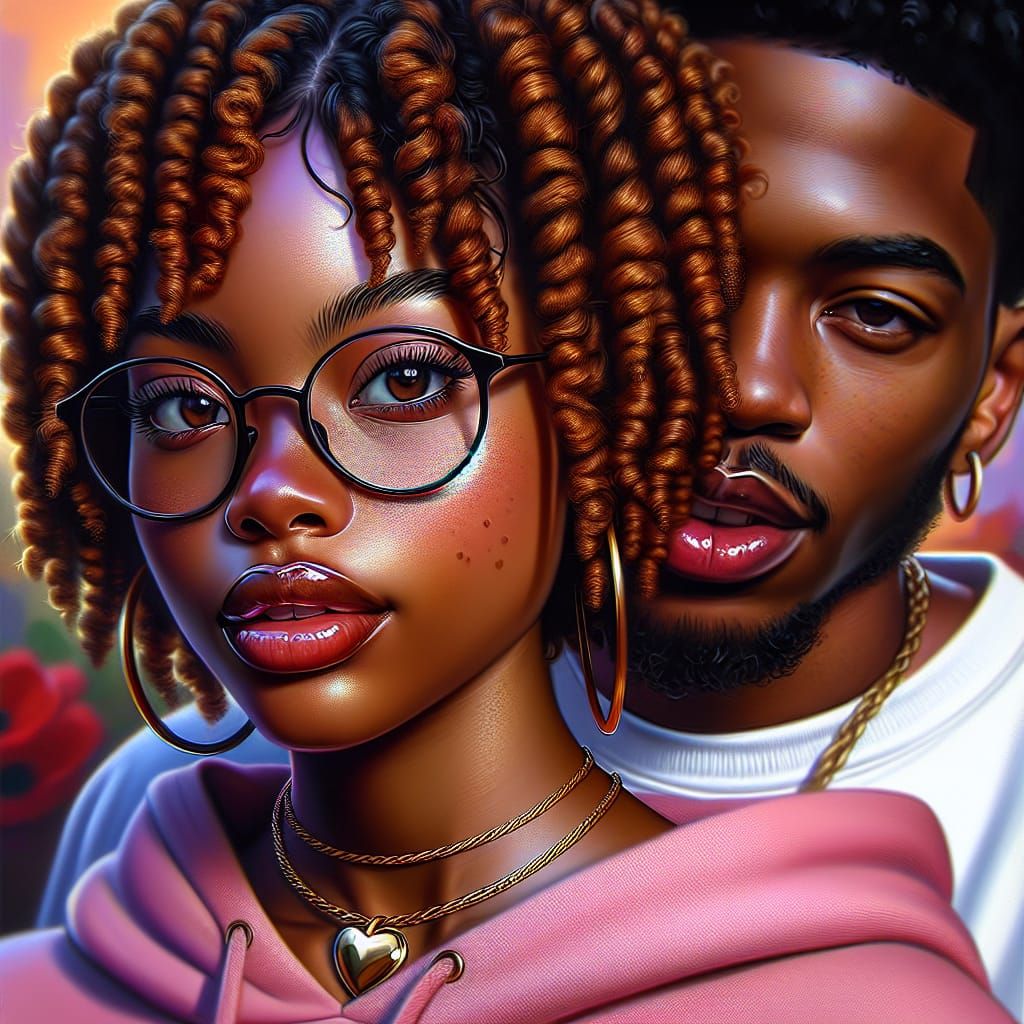 Hyperrealistic Portrait of a Young Couple in Digital Art