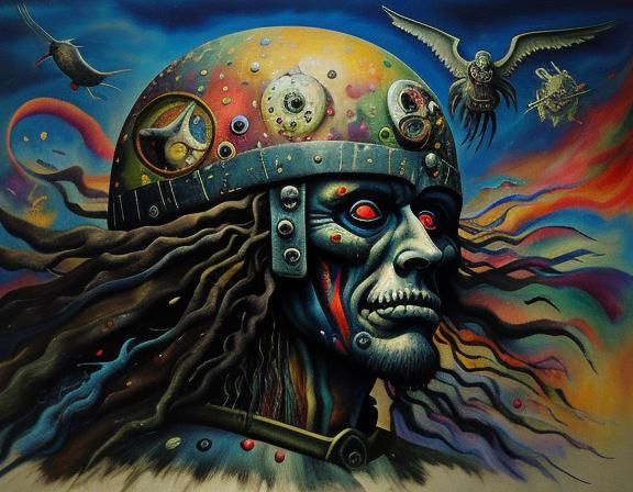 Dystopian Surrealism Portrait in Gothic Style