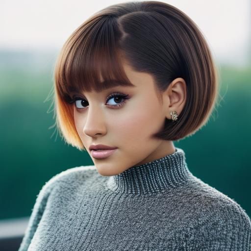 Ariana Grande with Angled Bob: Professional Portrait
