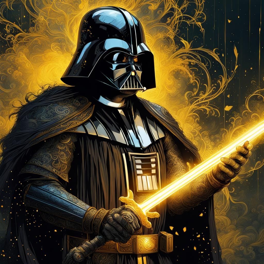 Magical Dark Vader with Yellow Lightsaber