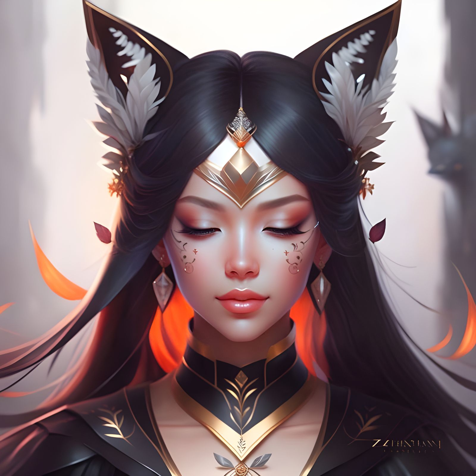 Black kitsune girl