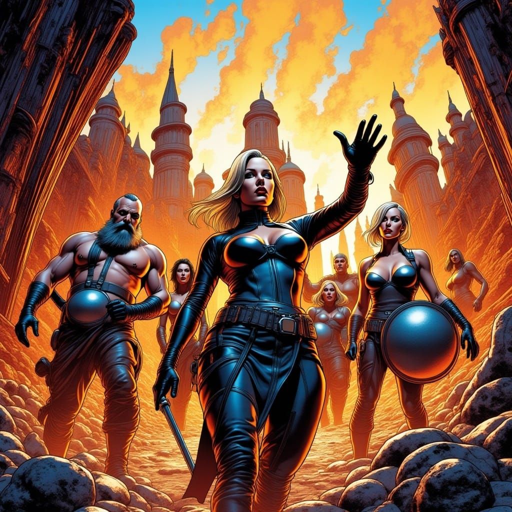 <lora:Aeon Flux Edition:1.0> Asterix, Obelix and Miraculix, the magic potion