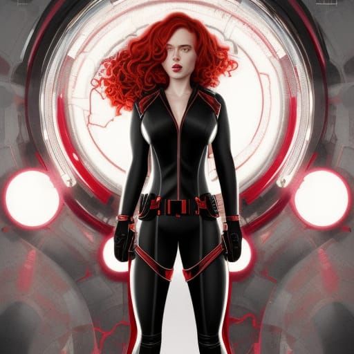 Red-Haired Woman in Catsuit: Hyperdetailed Digital Portrait