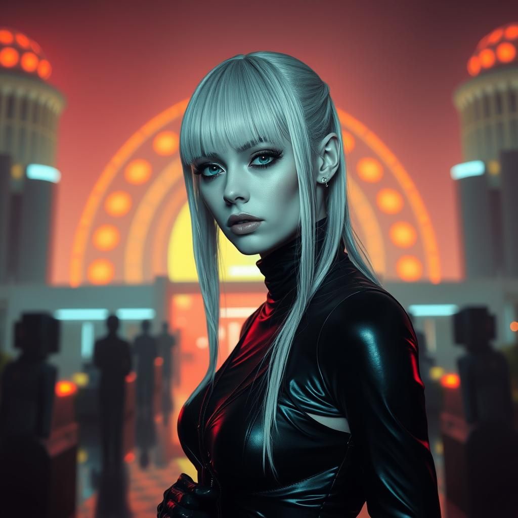 Cyberpunk Albino Soldier in Grungy Gothic City