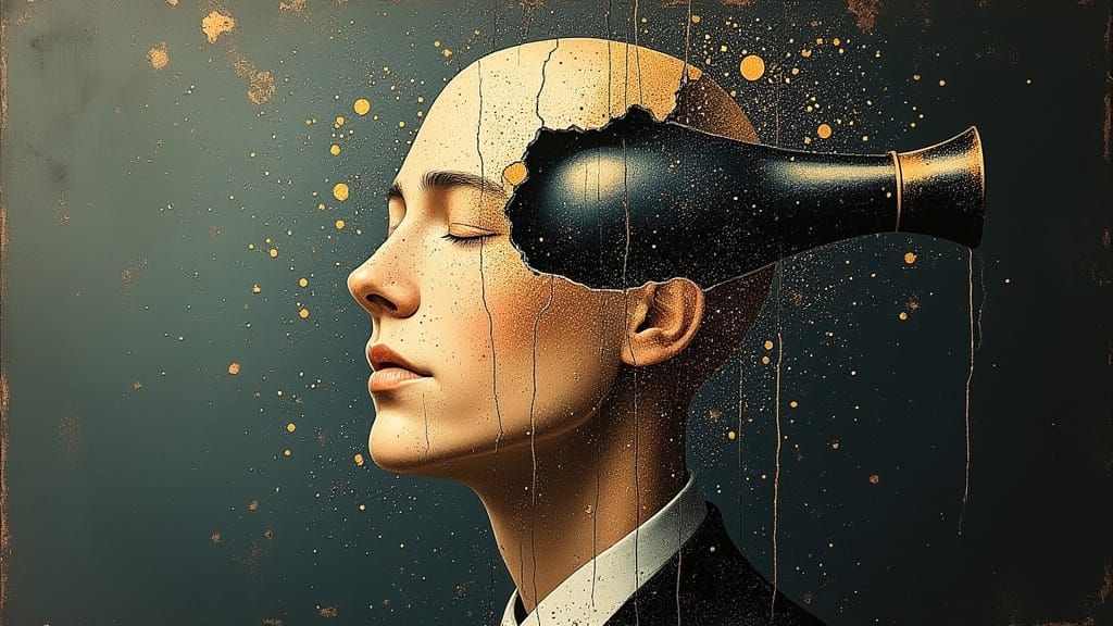 Bald Man's Head Opens to Reveal Hairdryer, Mind Blown