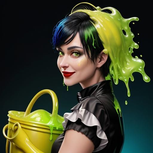 Pixar-Style French Maid with Oozing Slime