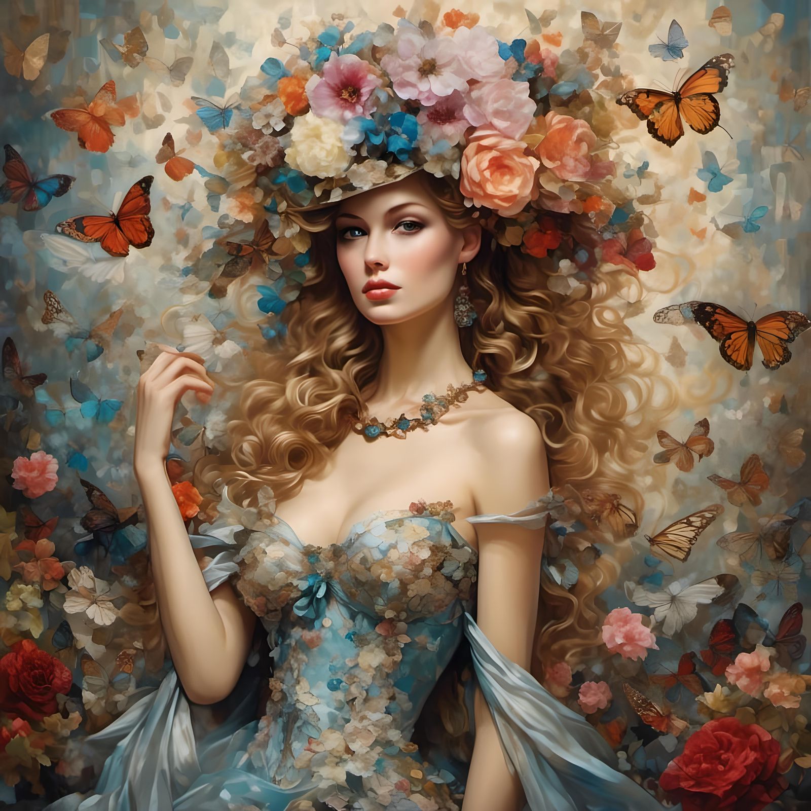 Gorgeous Woman in Hyperrealistic Pin-Up Style